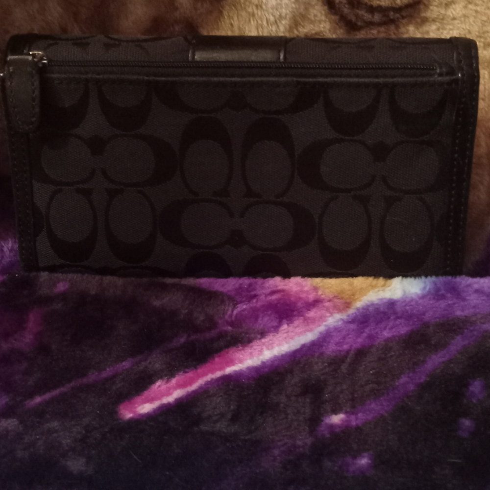 Coach Black Monogram Wallet with Checkbook Cover EUC